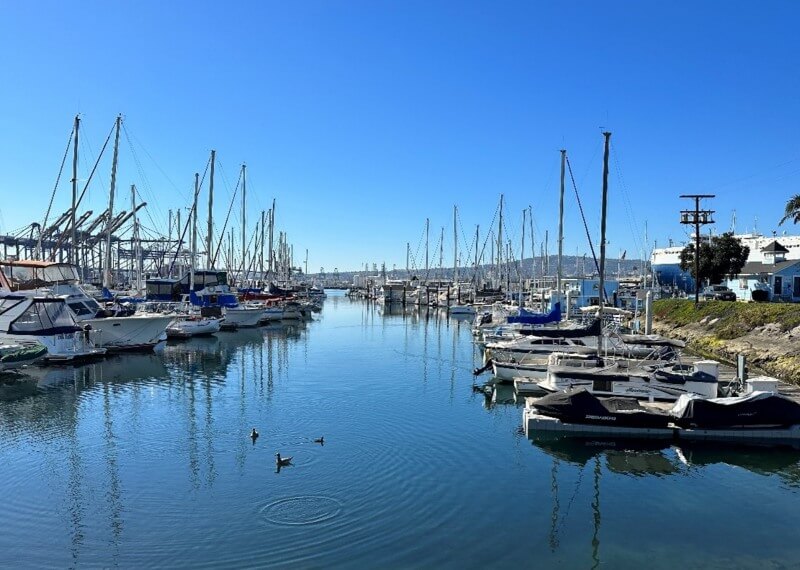 Yachts of of California Yacht Marina parked at LA King Harbours in Southern California