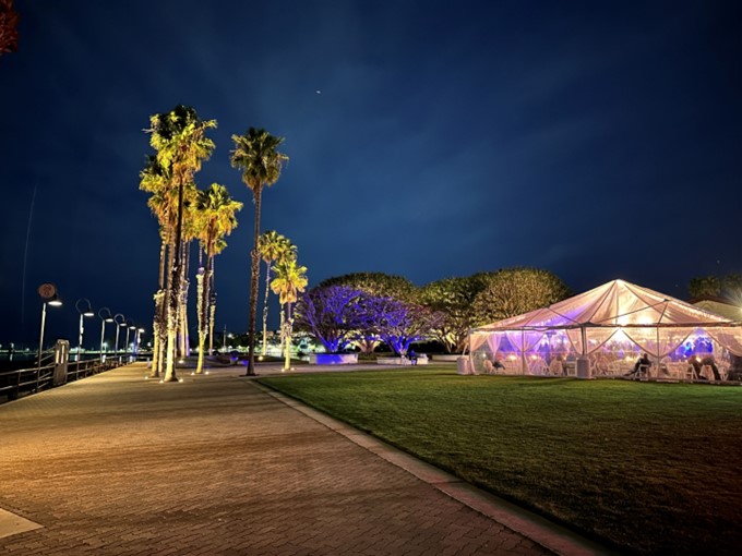 Night View of beautiful Cabrillo Marina Plaza - California Yacht Marina